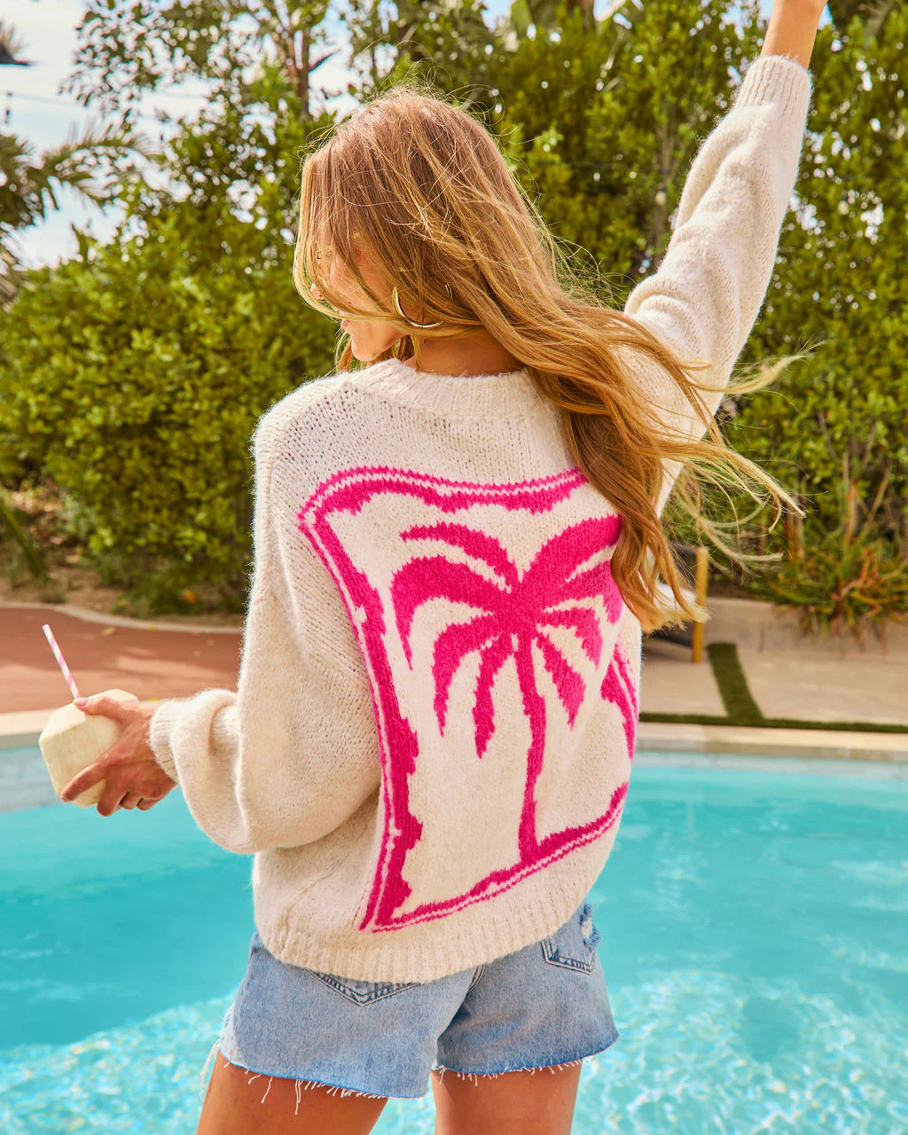 Palm Dream Knit Graphic Sweater