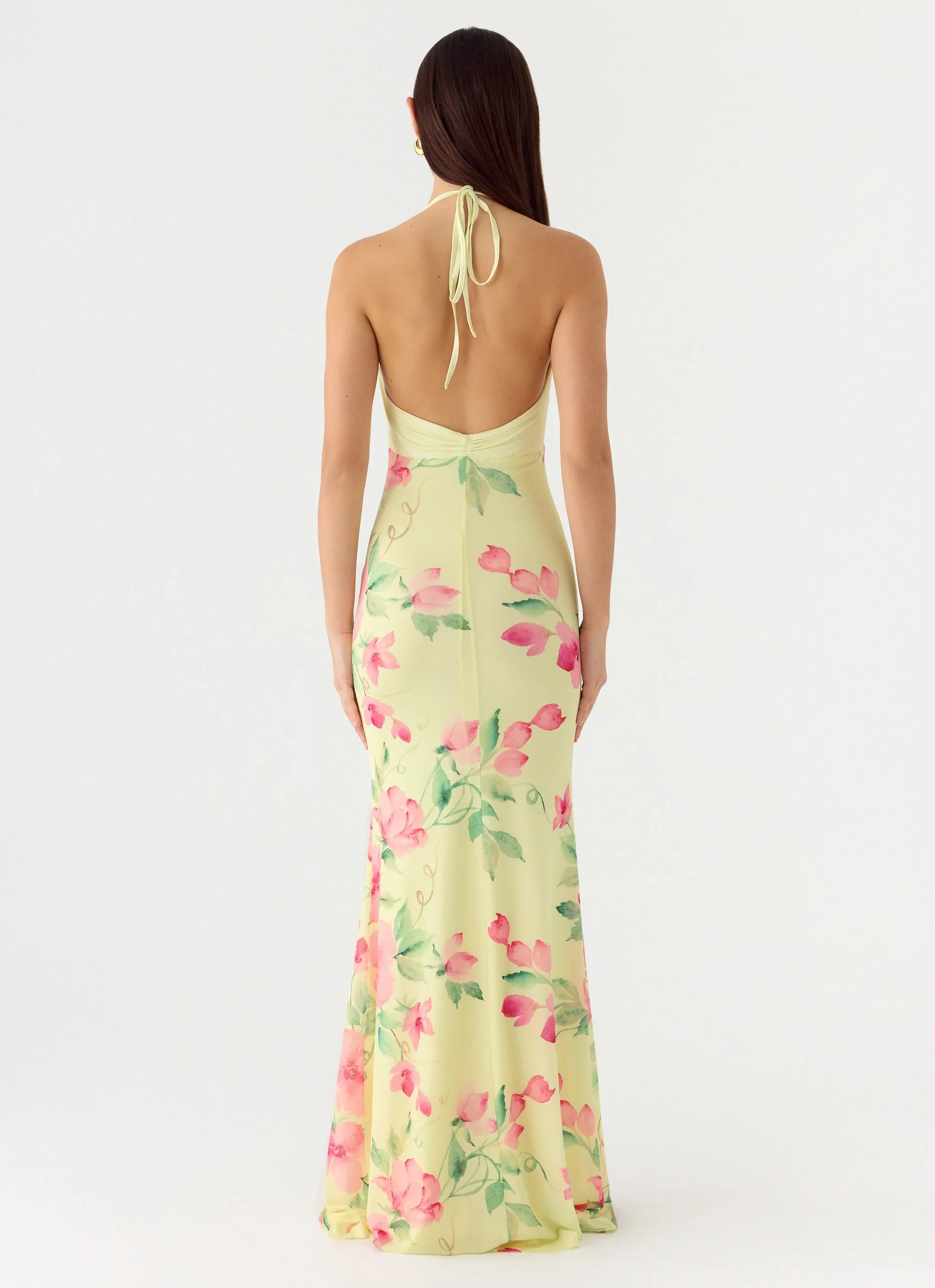 Takedown Halter Maxi Dress - Lemon Soleil