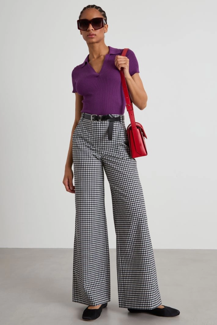 Wool canvas straight trousers - WHITE BLUE