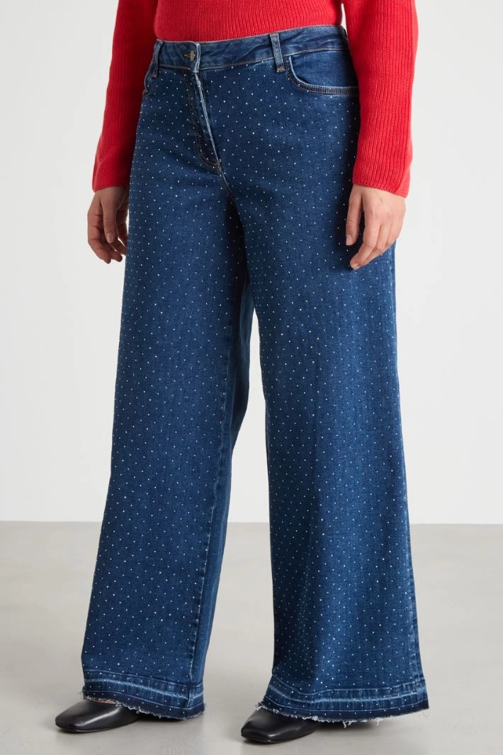 Rhinestone-embellished jeans - BLUE