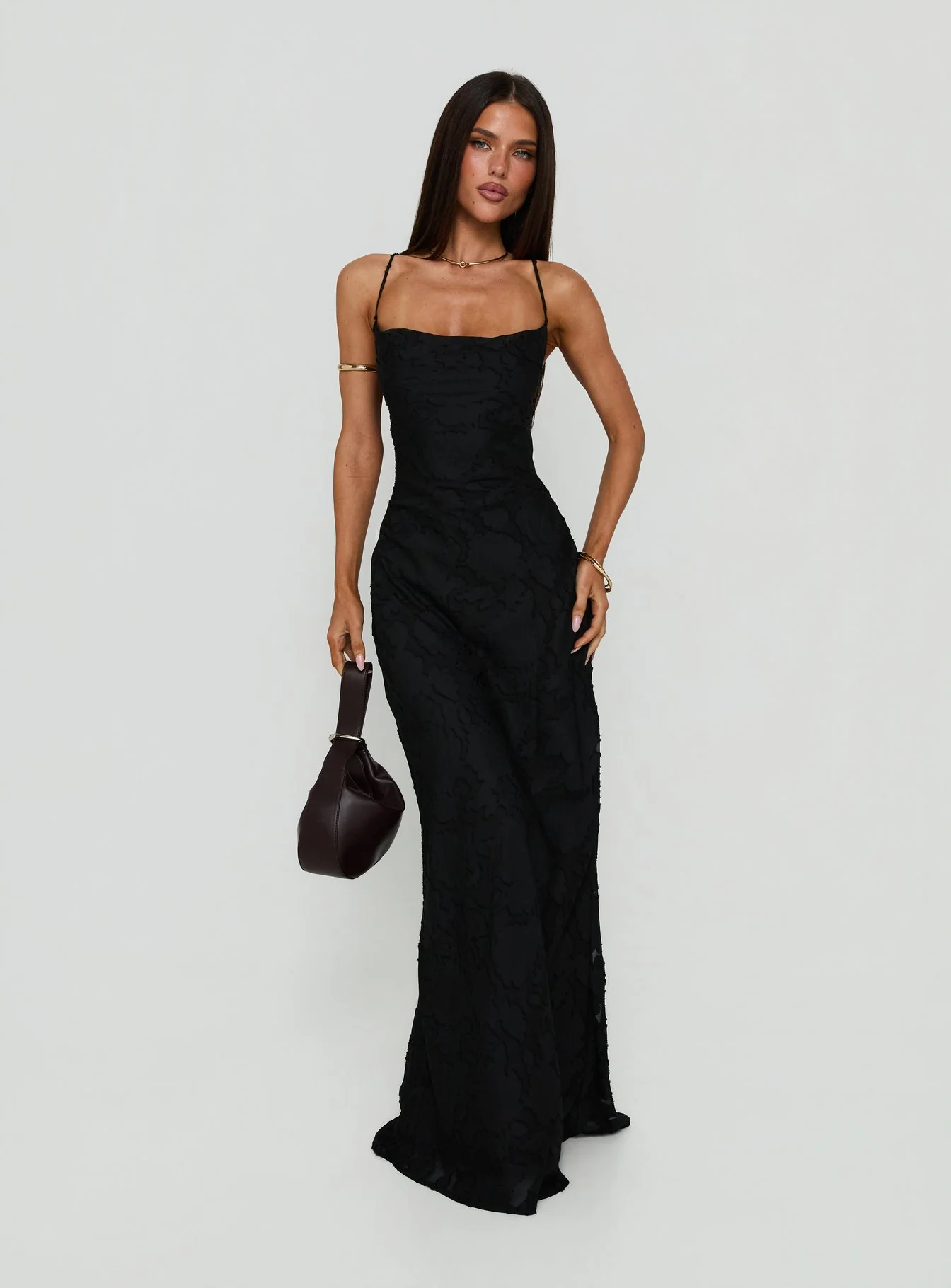 Celena Maxi Dress Black Burnout