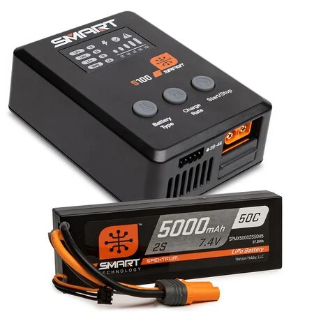 Smart Powerstage Surface Bundle: 5000mAh 2S 50C LiPo Battery (IC5) / 100W S100 Charger Spektrum SPMX-1032