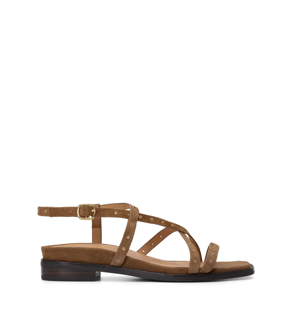 Wrentit Coffee Tan Suede & Hardware Sandals | Bared Footwear