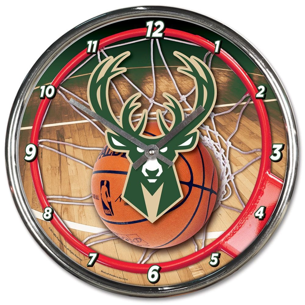 Milwaukee Bucks WinCraft Chrome NBA Wall Clock