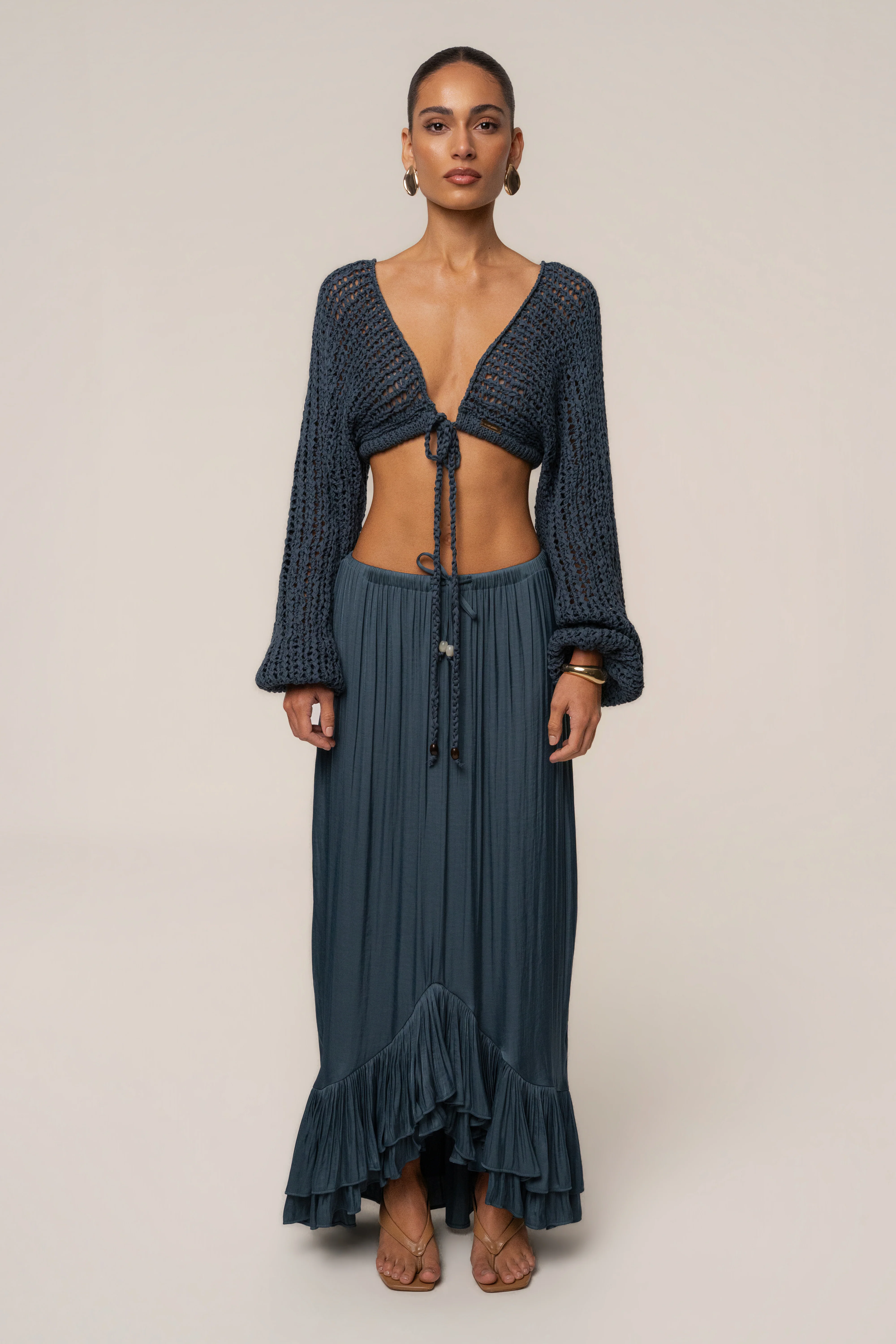 Teal Sun And Sand Maxi Skirt