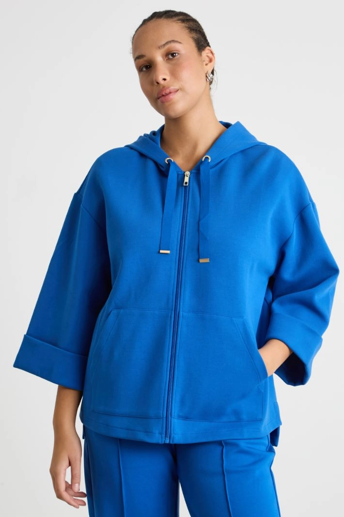 Oversized double jersey hoodie - LIGHT BLUE