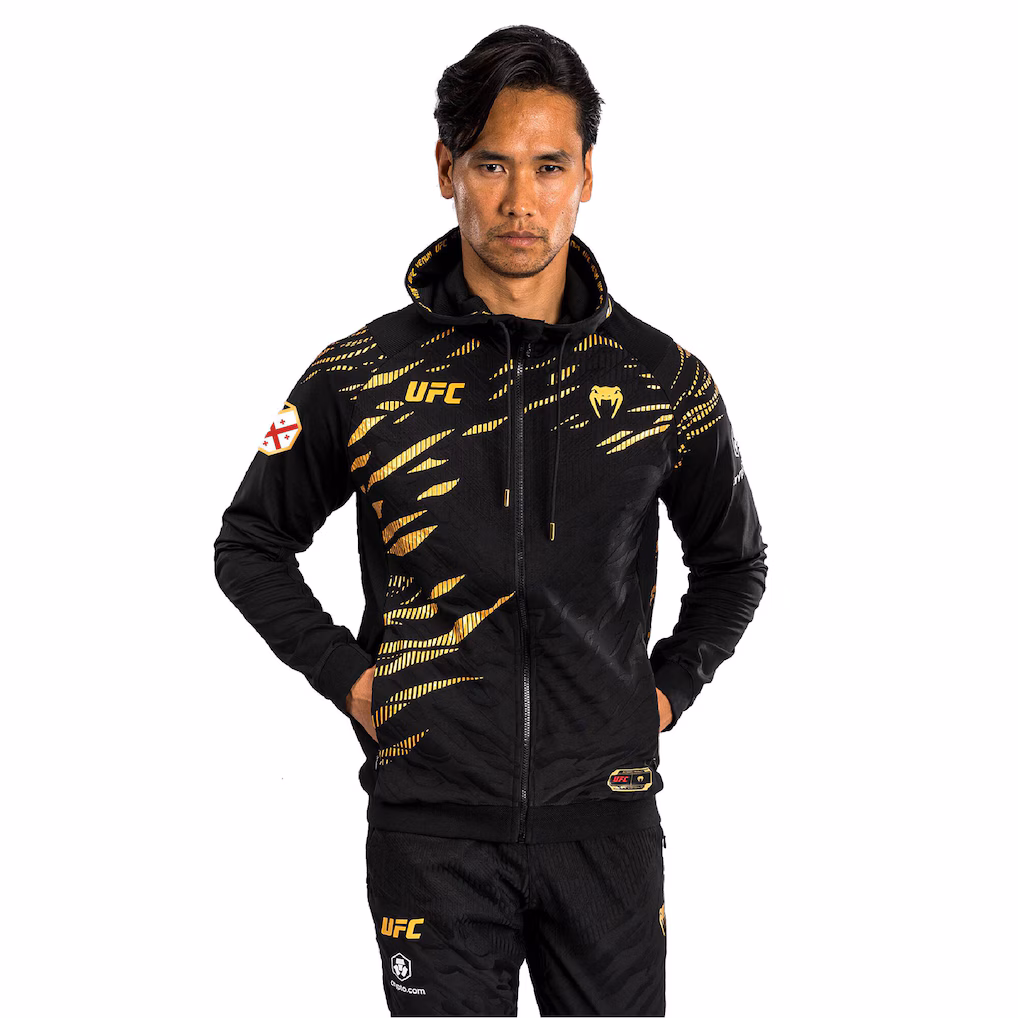 UFC Ilia Topuria Fusion by Venum Fight Night Hoodie - Black/Gold - Mens