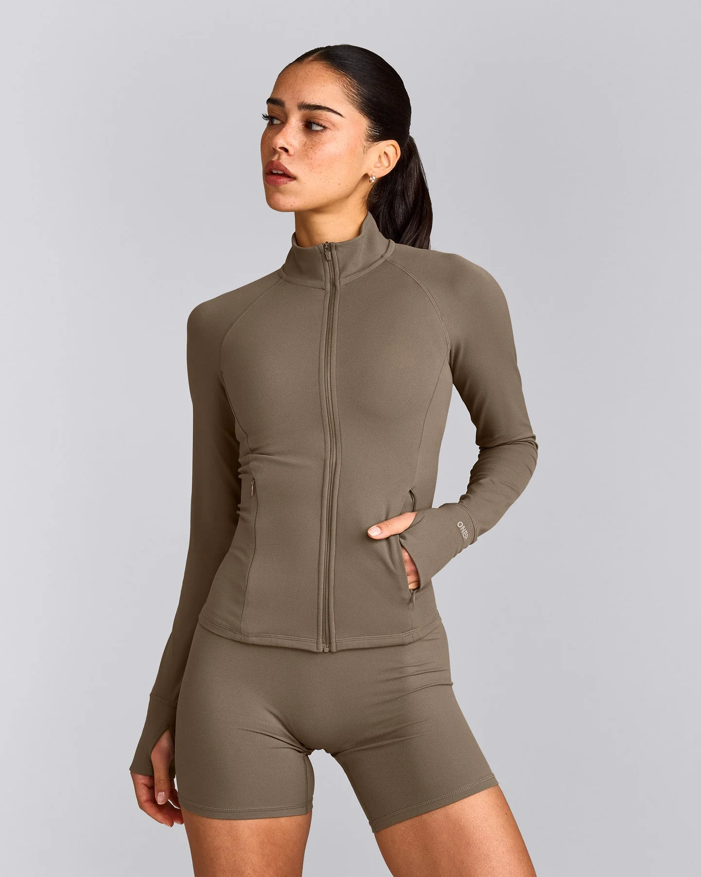 SoftMotion™ Jacket with Grey Logo | Moss Brown