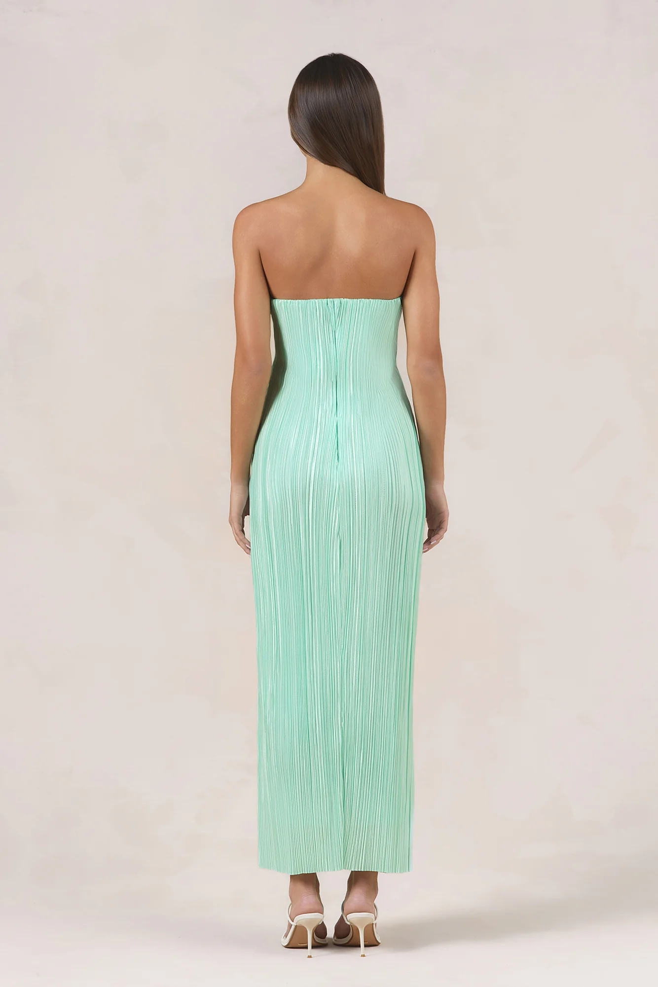 Island Solitude Plisse Strapless Maxi Dress Aqua