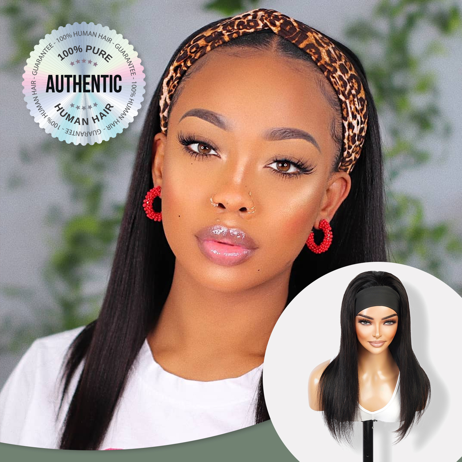 Diva Queen 100% Virgin Human Hair Wear and Go Glueless Headband Wig Straight 18