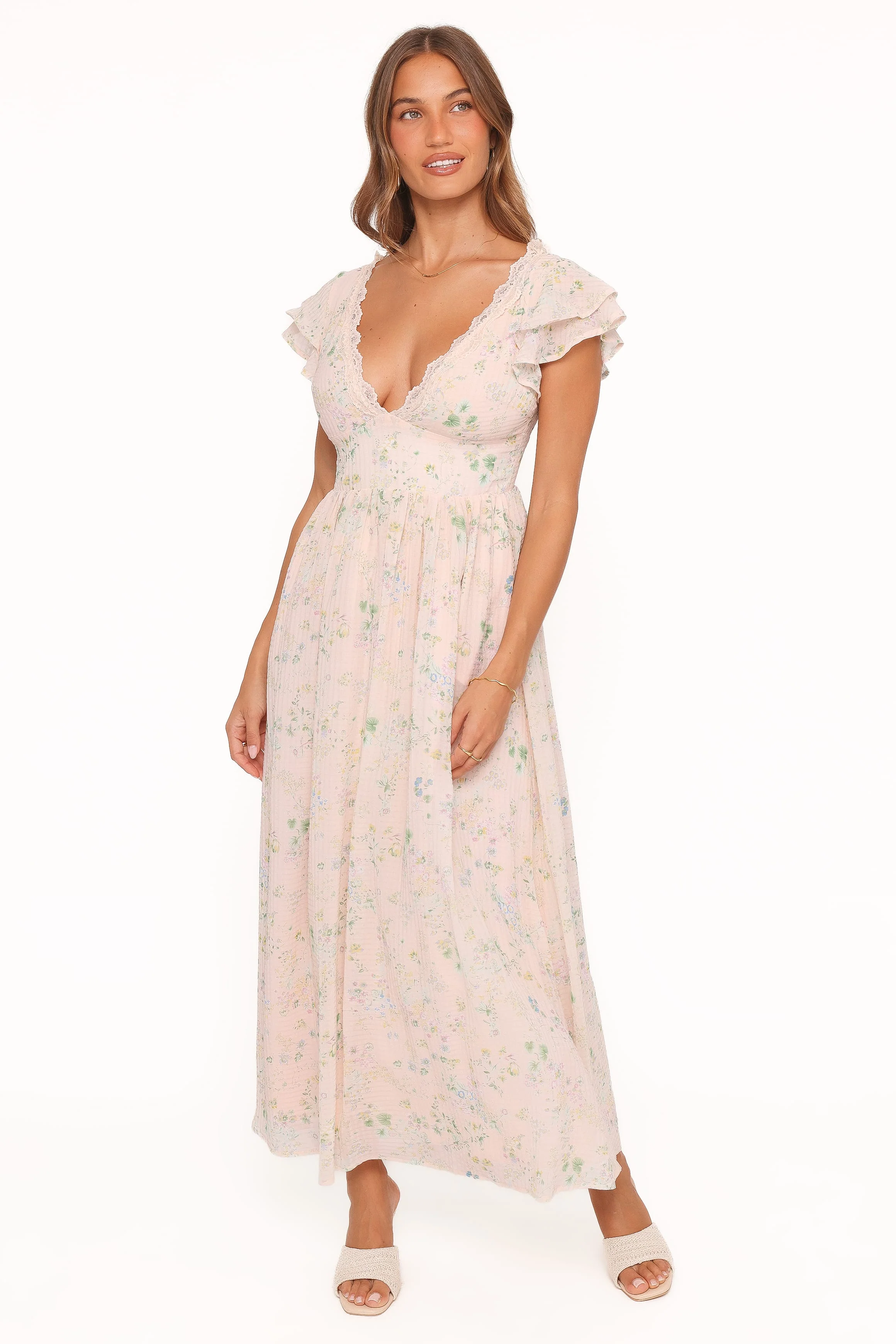 Angelica Midi Dress - Pastel Pink Floral