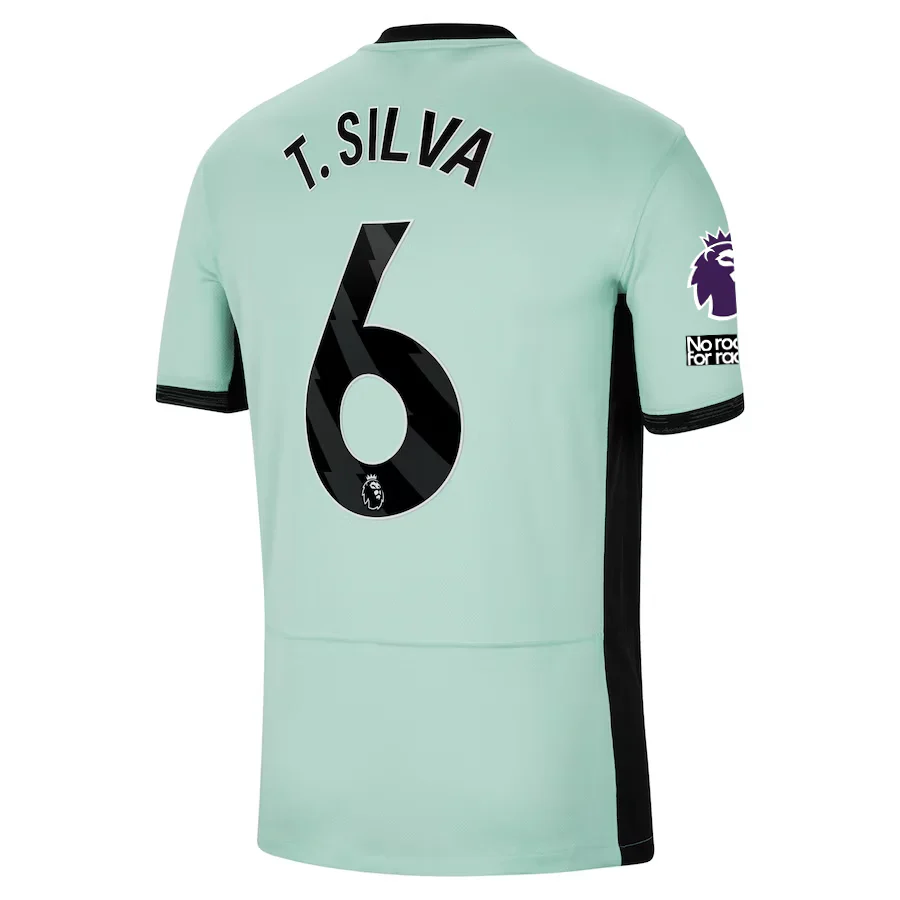 Chelsea Thiago Silva Third Jersey w/ EPL + No Room For Racism Patches 23/24 (Mint Foam/Black)