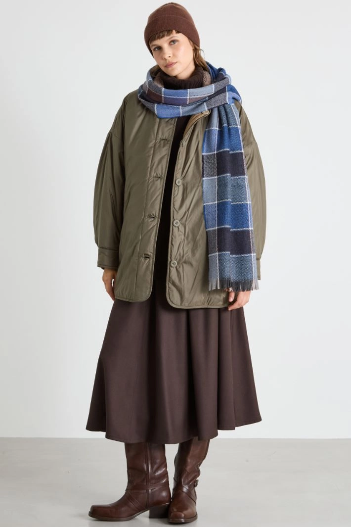 Reversible water-resistant padded jacket - OLIVE GREEN