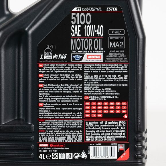 Huile moteur Motul 5100 10W40 4T 4 L UniverselRef : MOT0002 / 104068