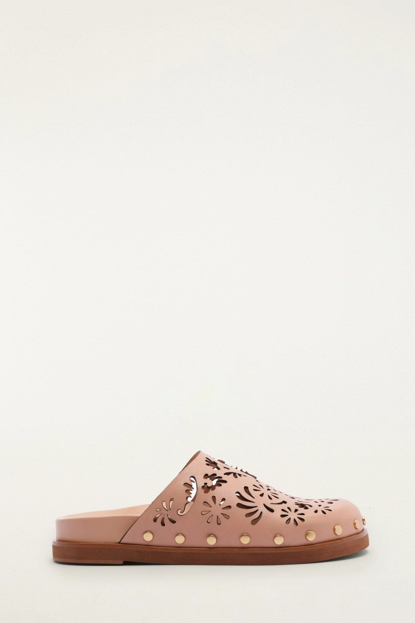 Light Pink Lace Leather Anatomic Slide Mule