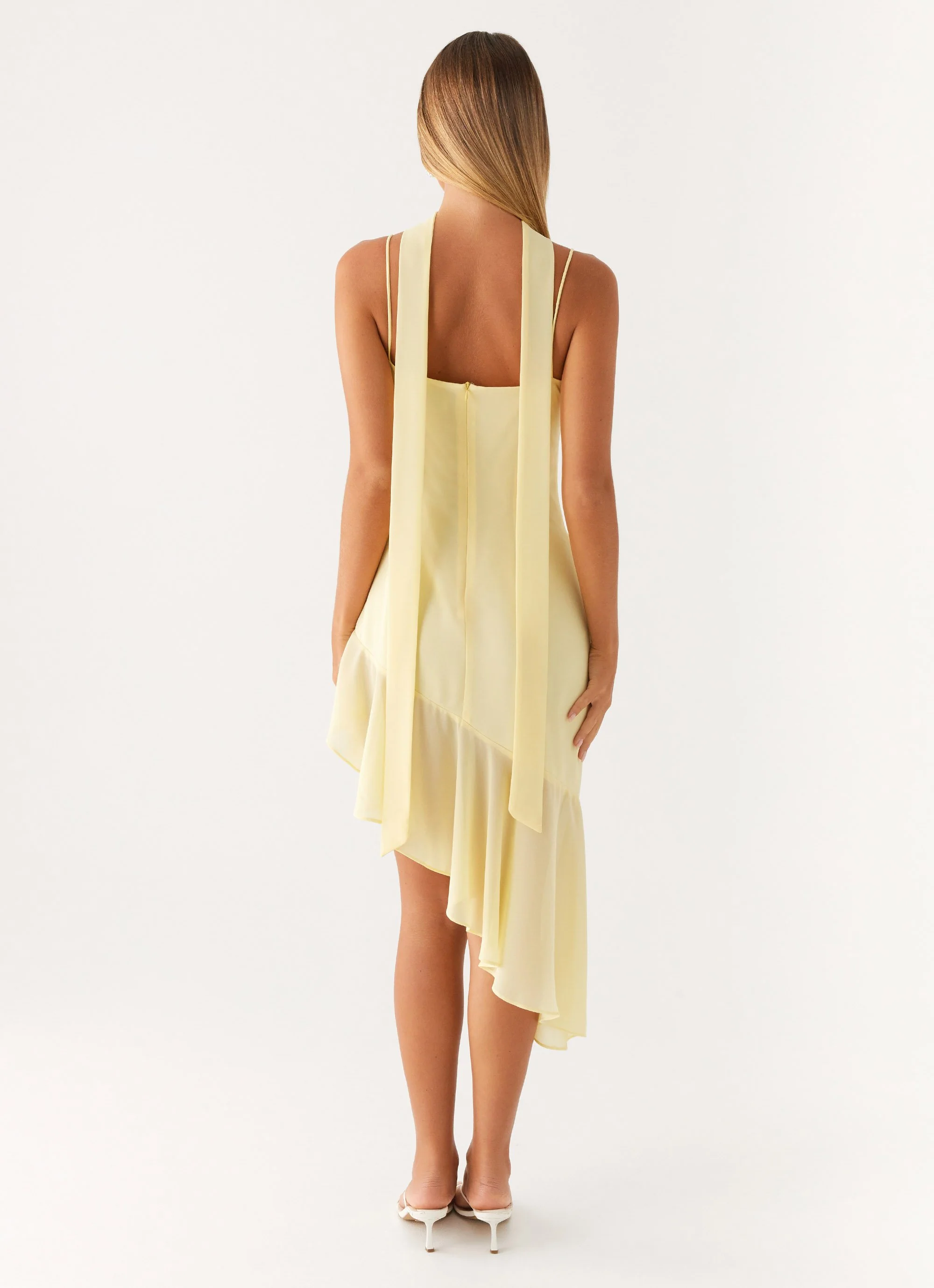 Zesty Asymmetrical Midi Dress - Yellow