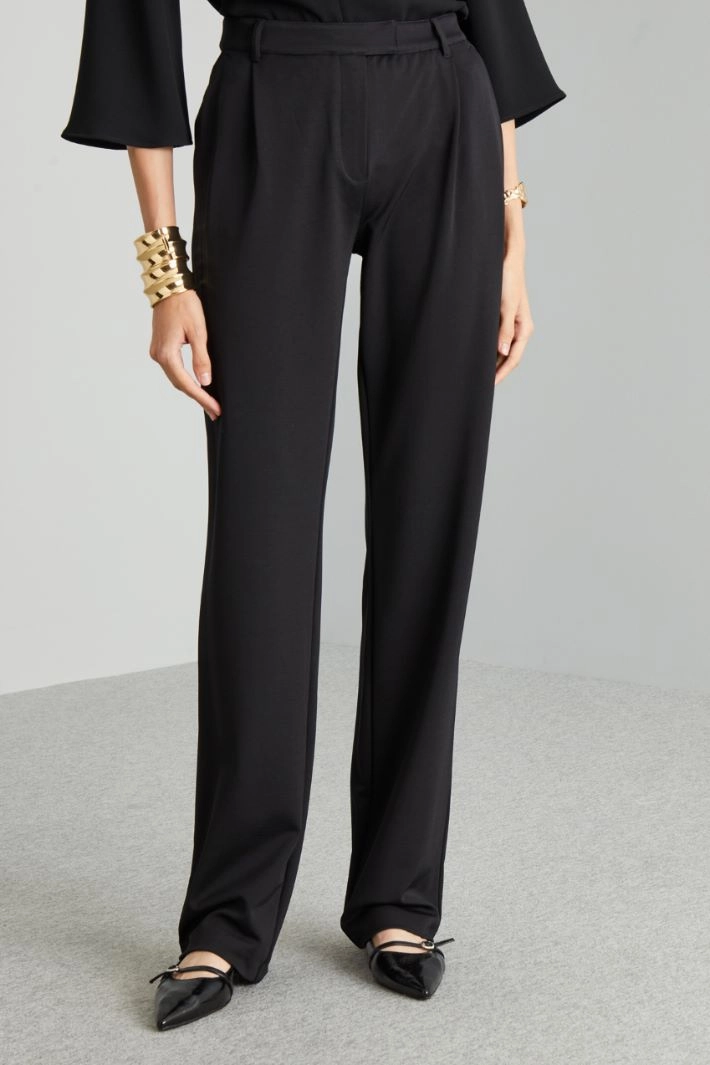 Straight jersey trousers - BLACK