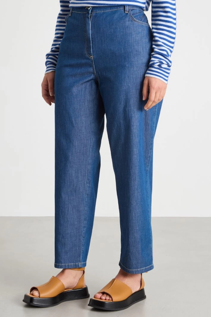 Elasticated-back jeans - BLUE