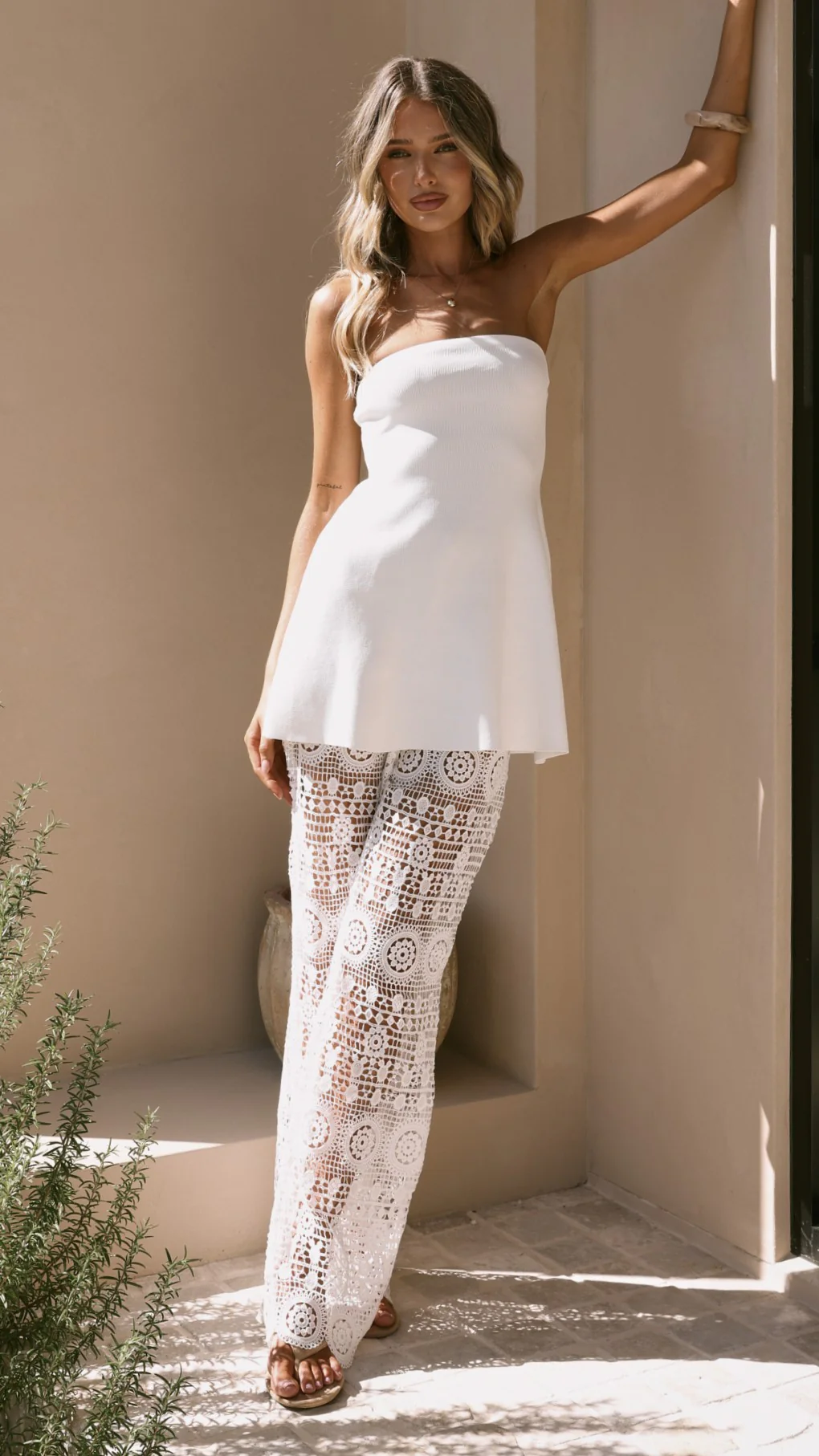 Emilia Lace Pants - White
