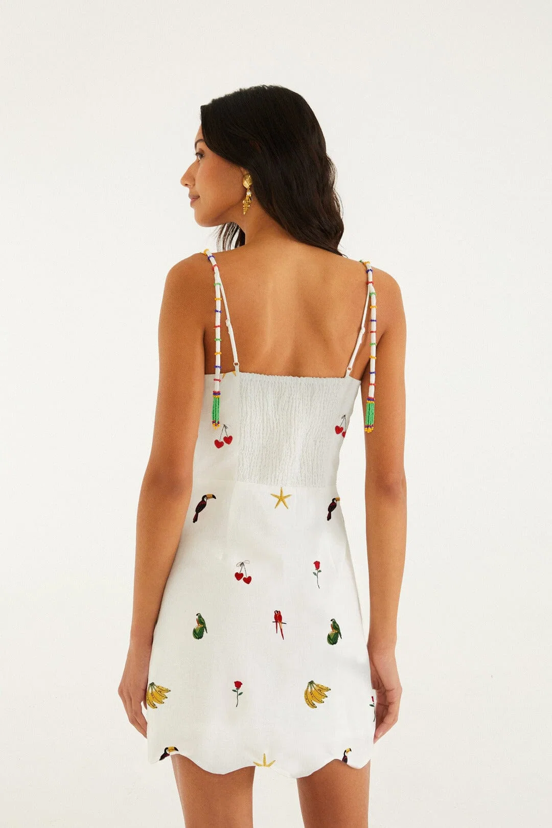 Off-White Cool Day Embroidered Beaded Mini Dress