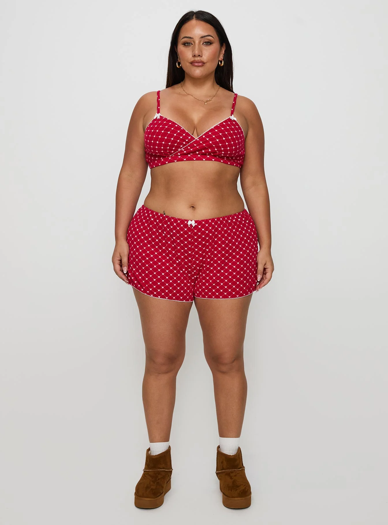 Slumber Pointelle Sleep Bralette Red Curve