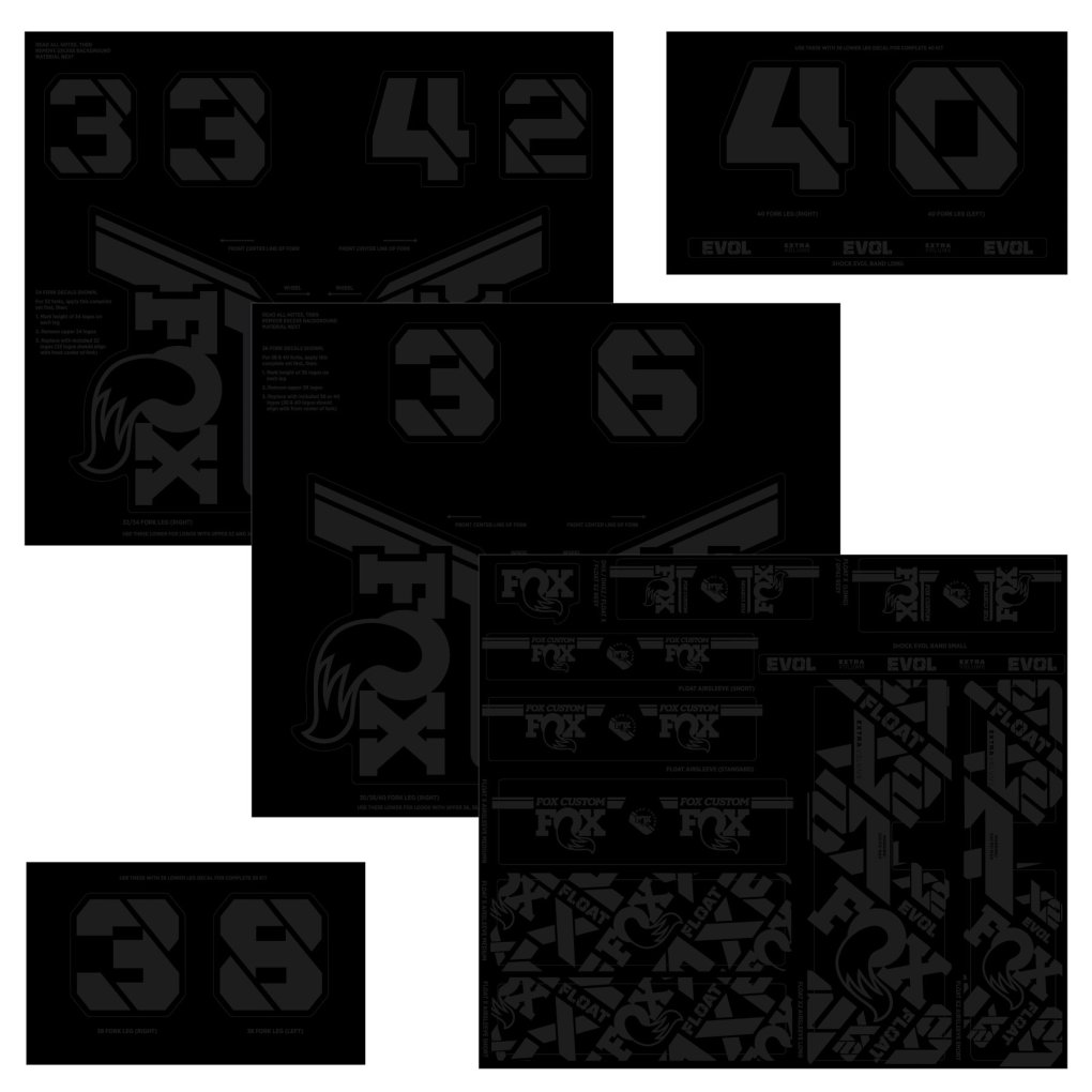 FOX CUSTOM Decal Kit for Fork & Rear Shock - Stealth Black