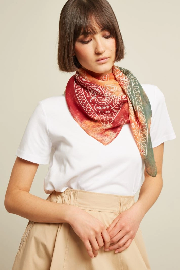 Viscose foulard - RED GREEN ORANGE