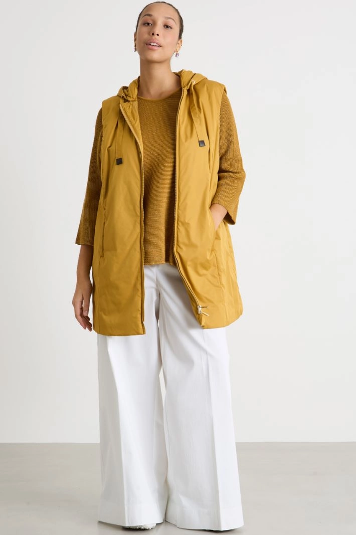 Water-repellent technical canvas gilet - YELLOW