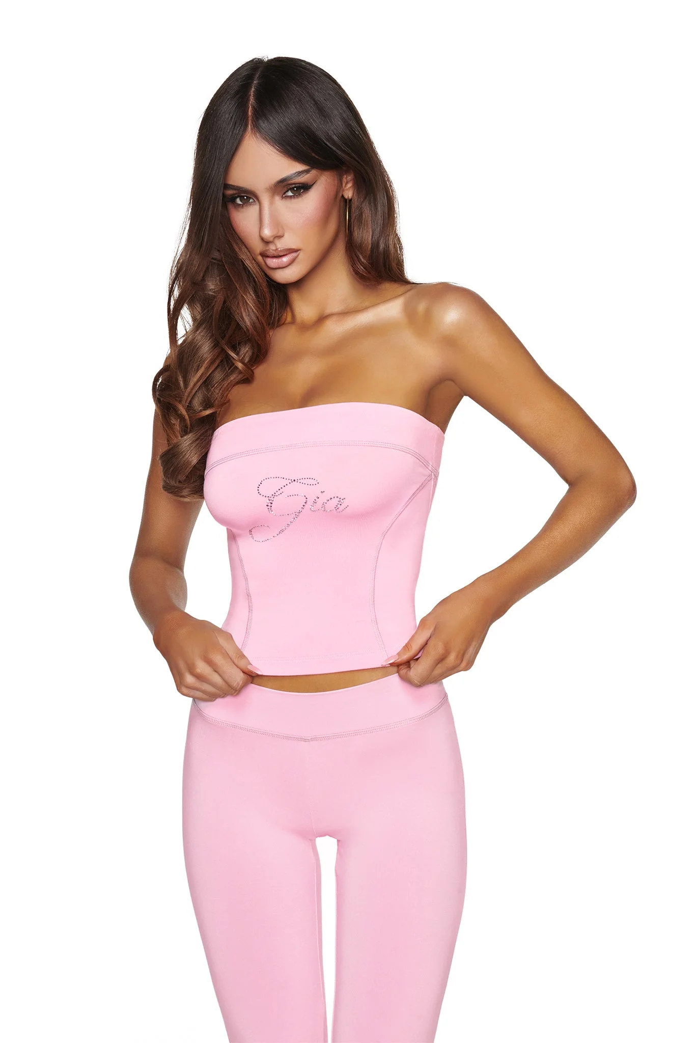 Blare Diamonte Boob Tube - Baby Pink