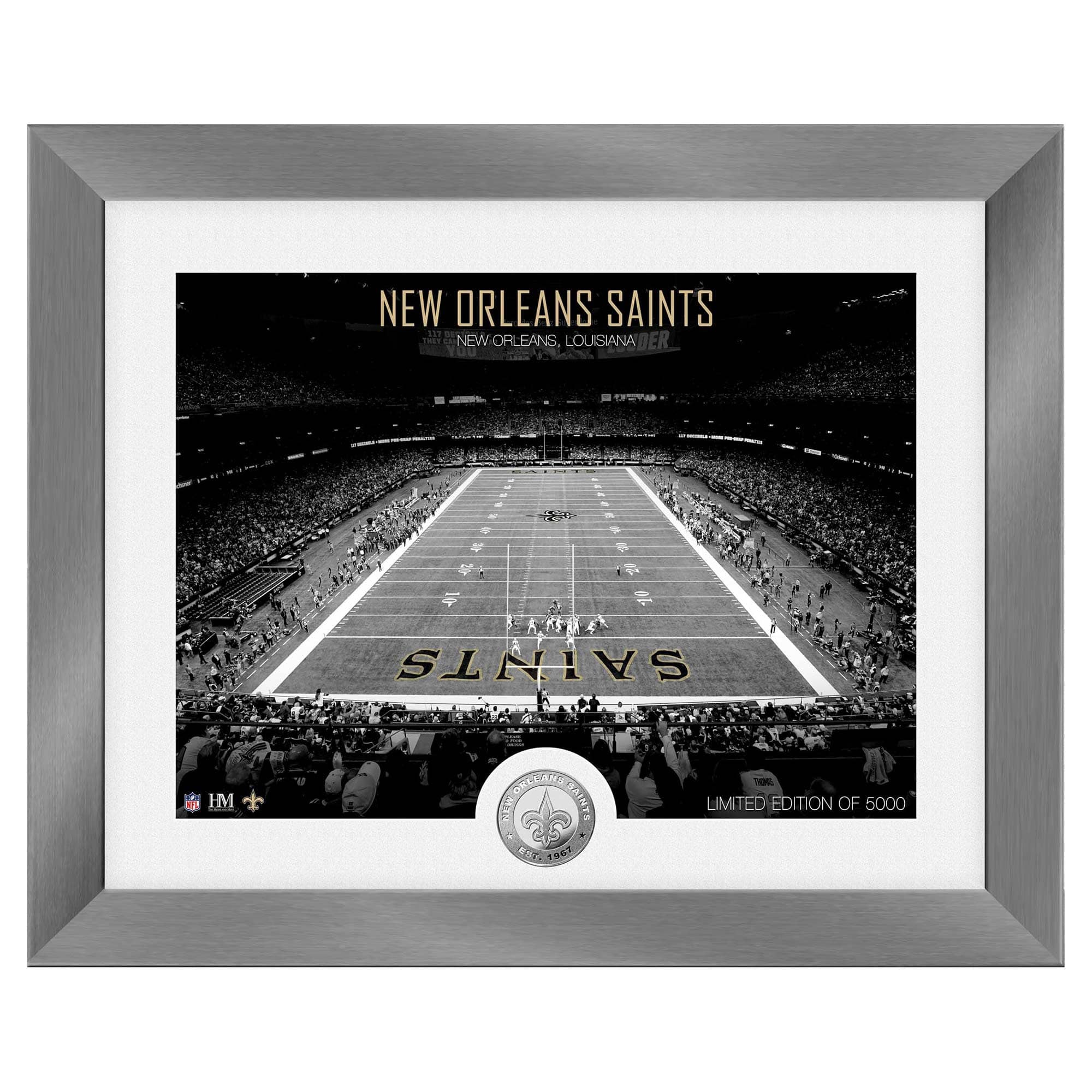 New Orleans Saints Art Deco Stadium Silver Coin Framed NFL Photo