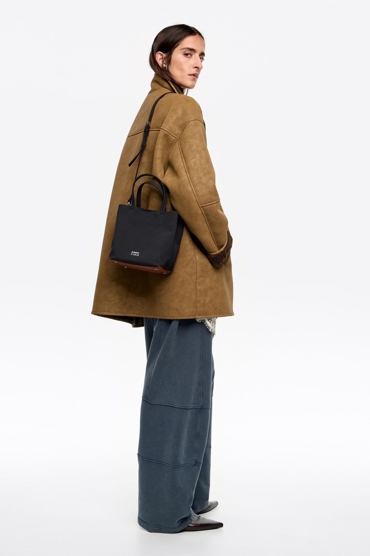 Small anthracite gabardine Chihuahua bag