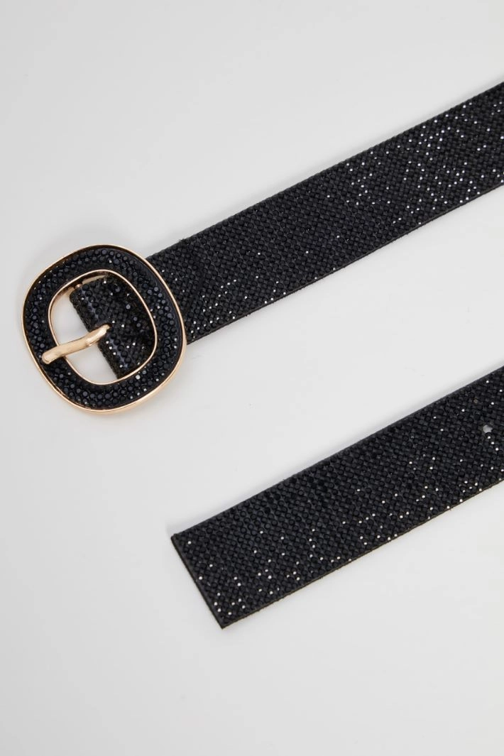 Belt with micro rhinestones - BLACK