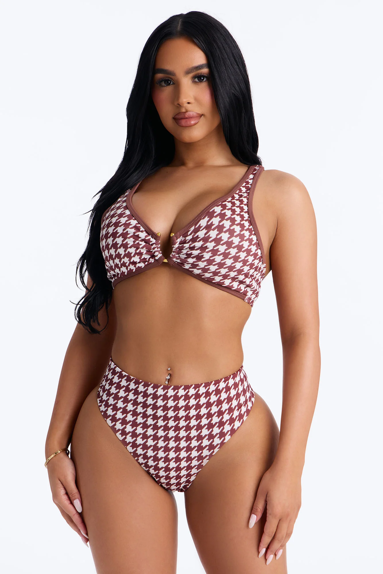 Back To The Sea Geometric 2 Piece Bikini - Brown