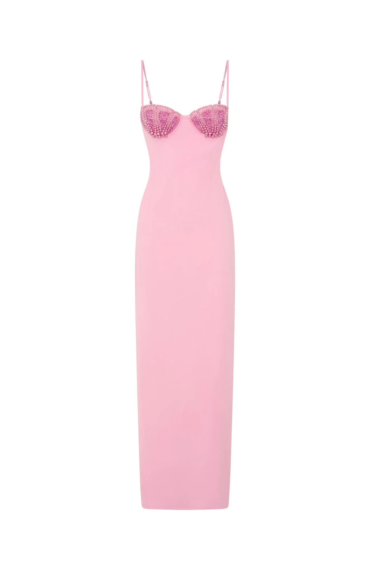 Motel Mermaid Beaded Maxi Dress Candy Pink
