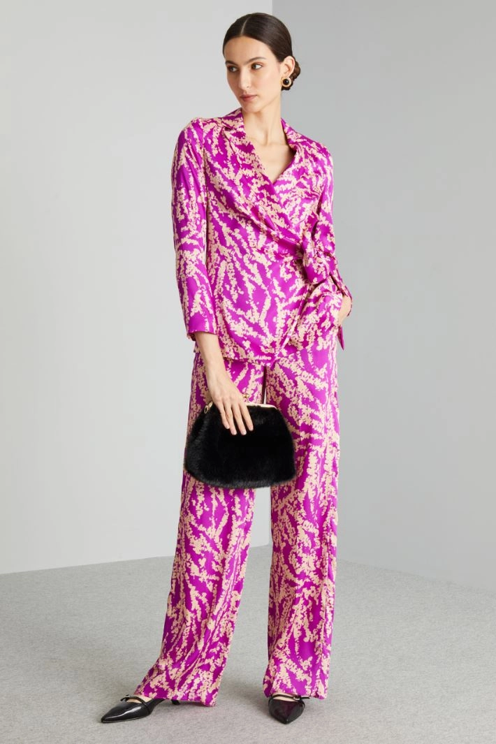 Wrap twill blazer - CYCLAMEN IVORY