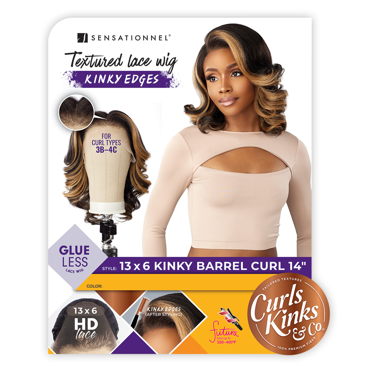 Sensationnel HD Lace Front Wig Curls Kinks N Co Glueless Kinky Edges 13X6 Kinky Barrel  Curl 14