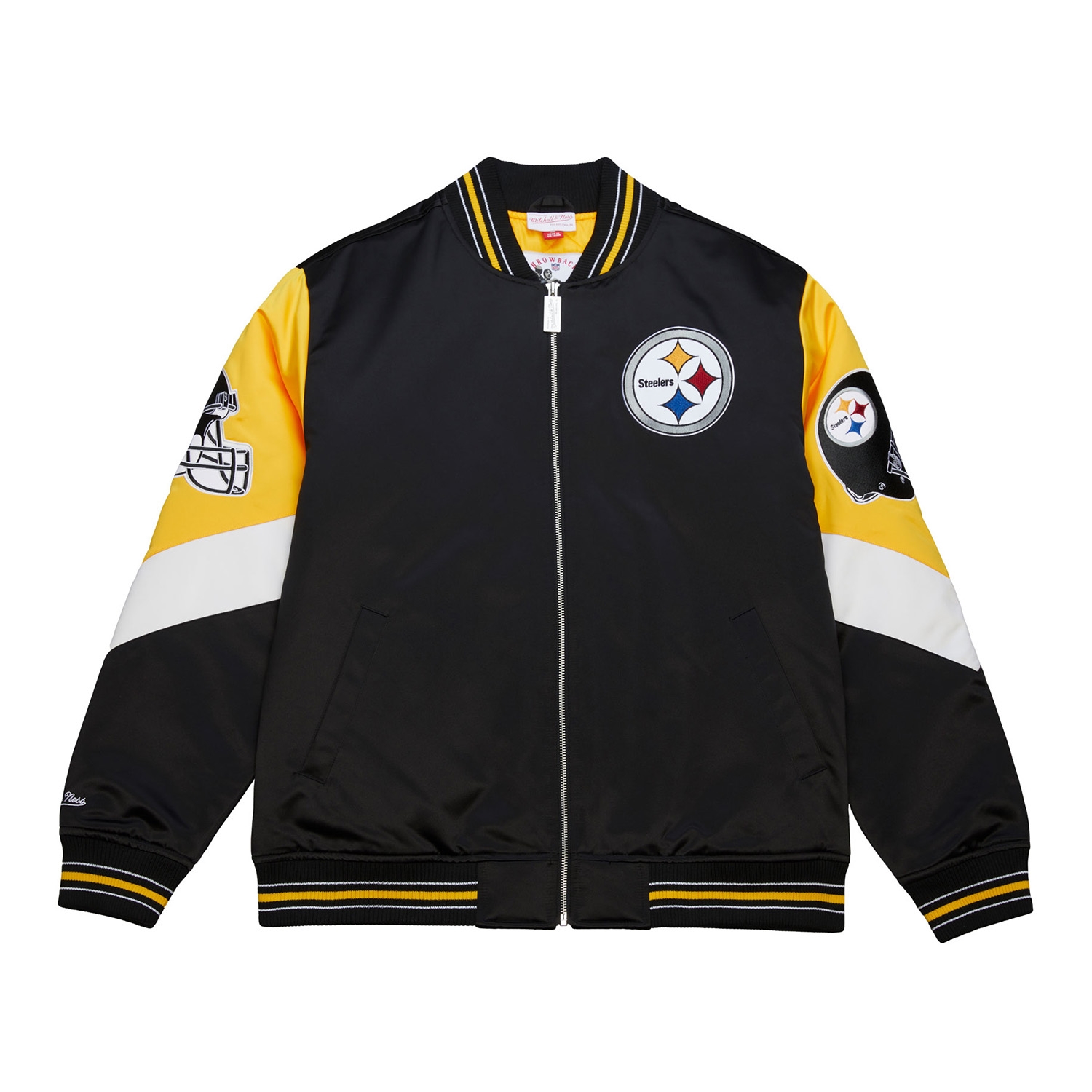 Pittsburgh Steelers Throw it Back Heavyweight Satin NFL Jacket Black