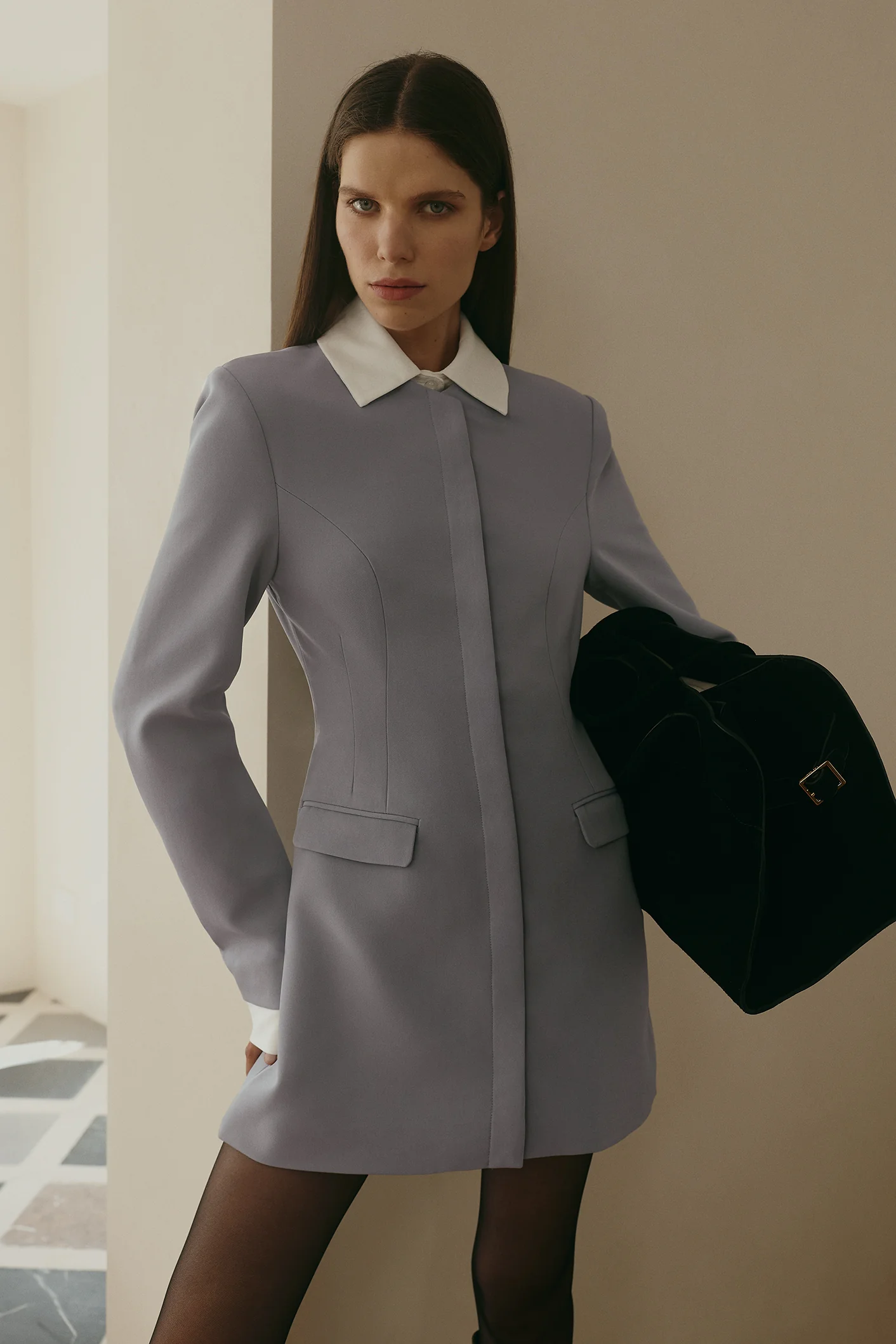Gretchen Suiting Mini Dress - Grey