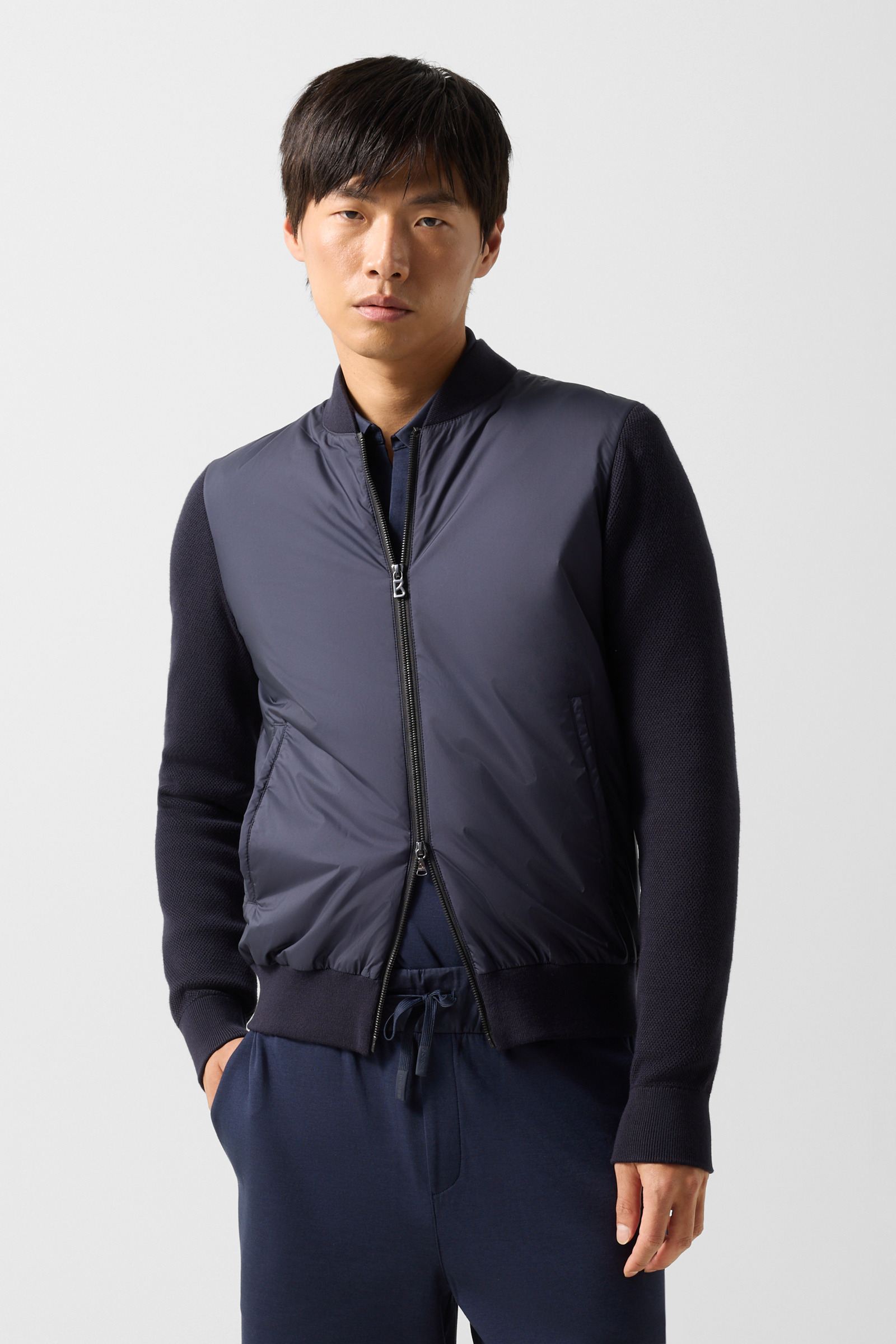 Zisco hybrid knit jacket in Navy blue