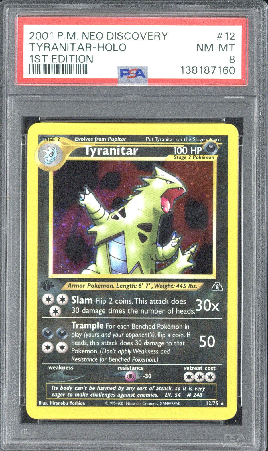 2001 Pokemon Neo Discovery Tyranitar-Holo 1st Edition #12 PSA 8