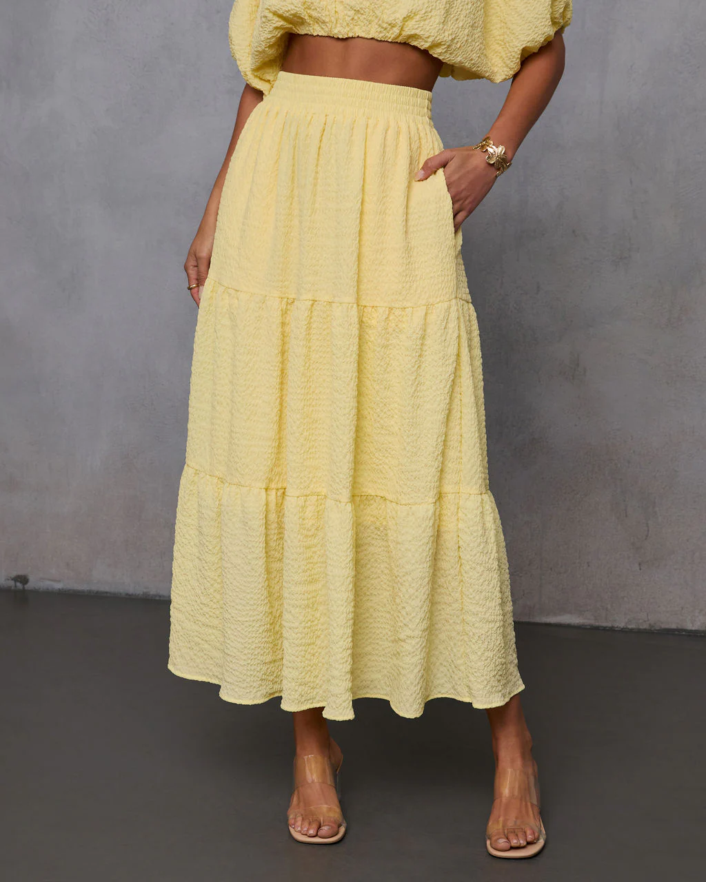 Liena Tiered Gauze Midi Skirt