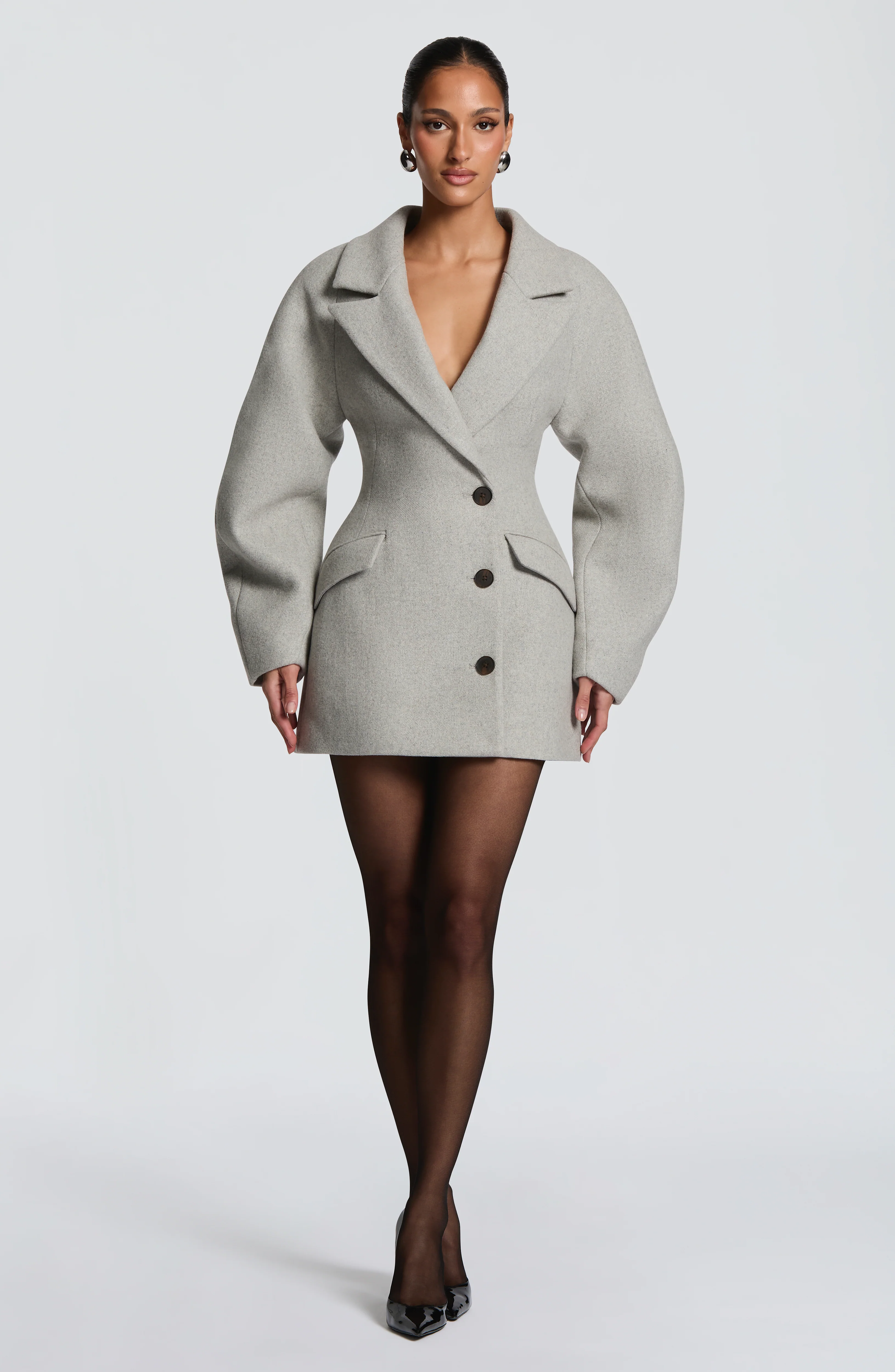 Dylan Blazer Dress - Light Grey