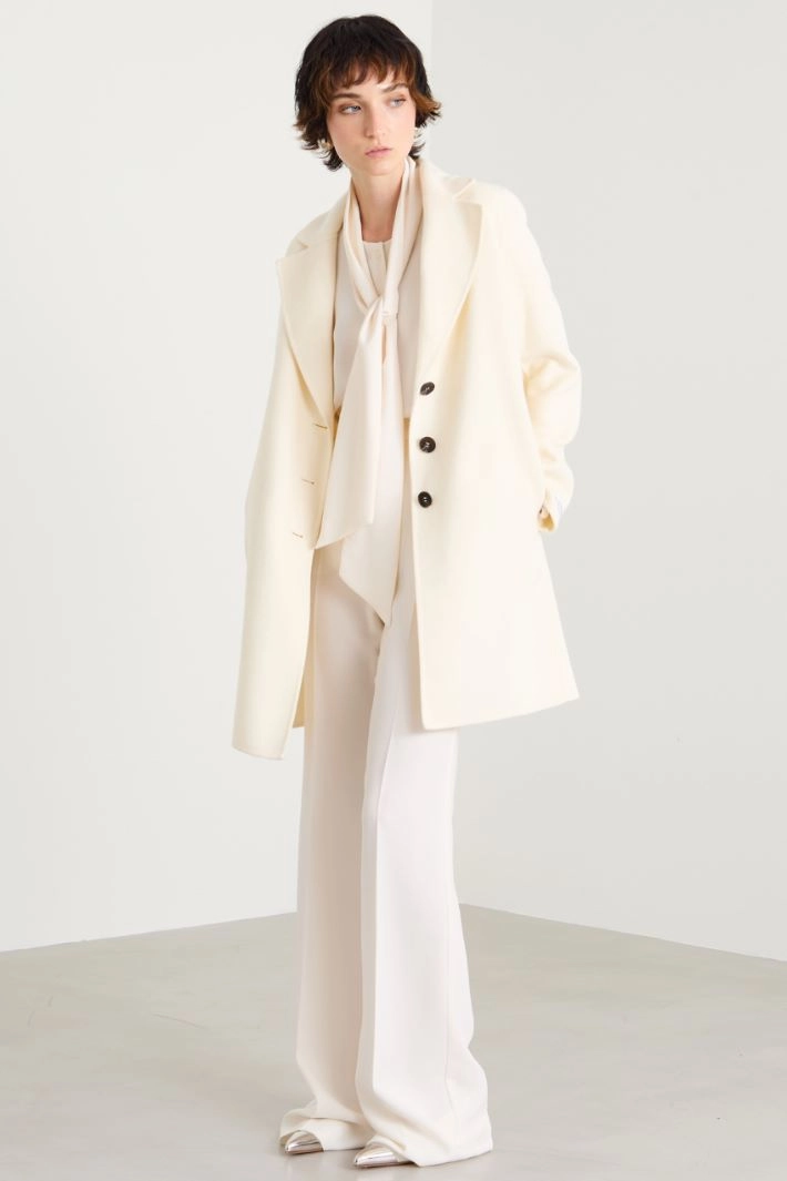 Double-broadcloth coat - CREAM