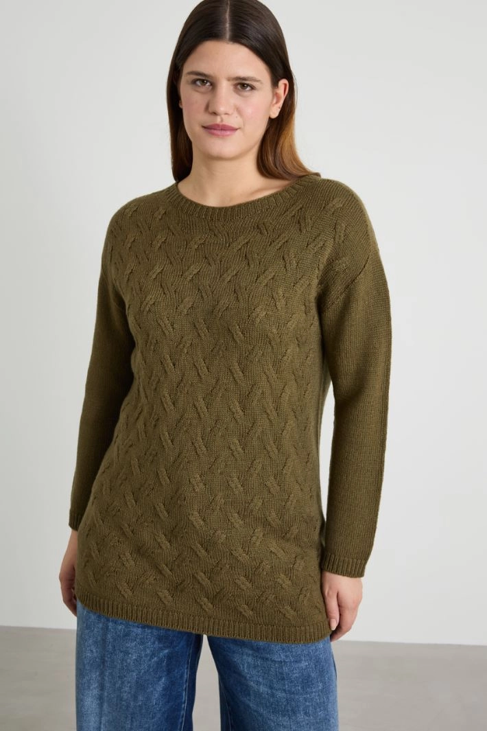 Cable-knit sweater - KHAKI GREEN