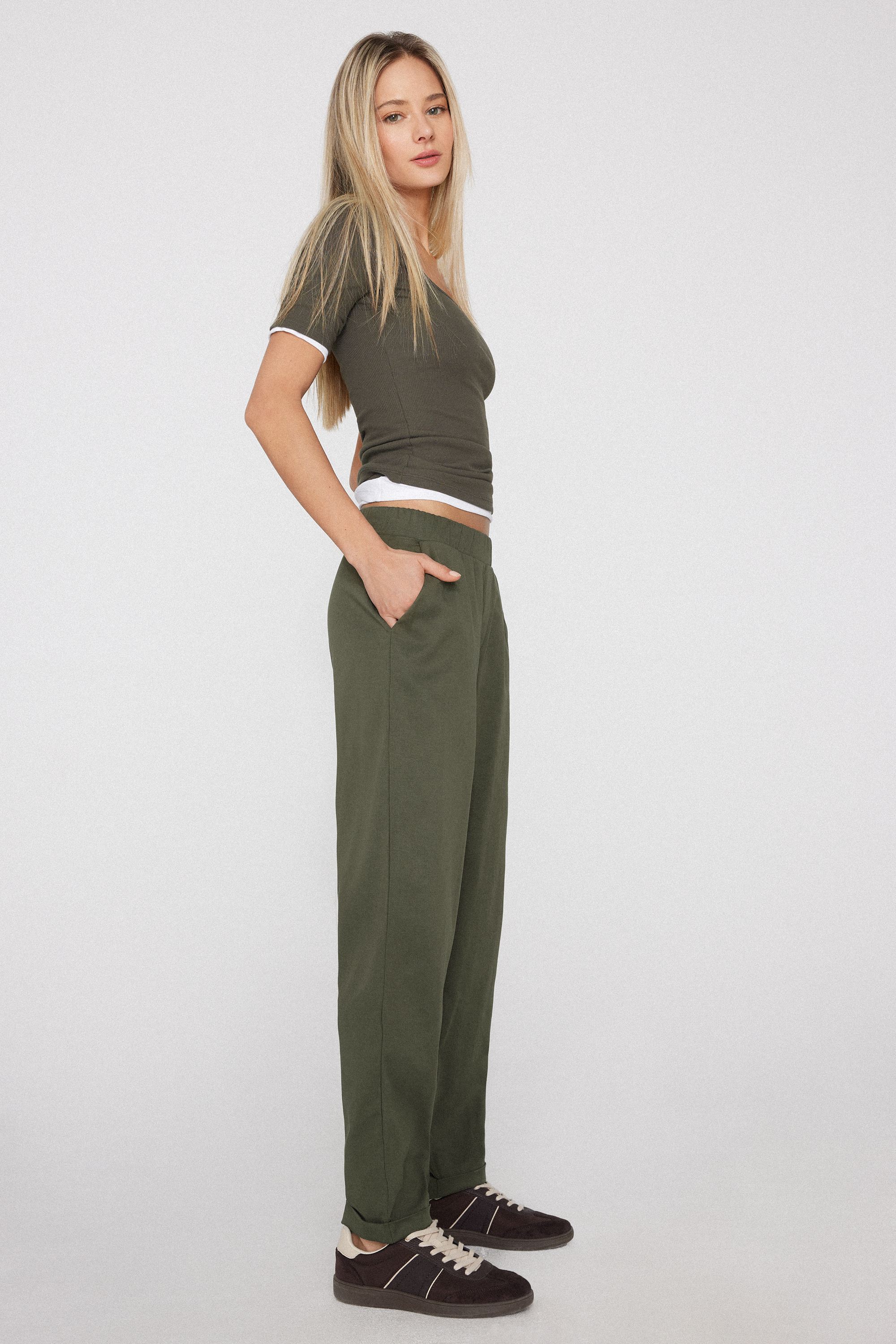 Gabardine Cigarette Trousers