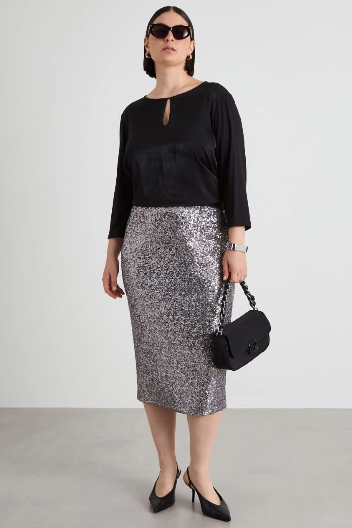 Sequinned pencil skirt - SILVER