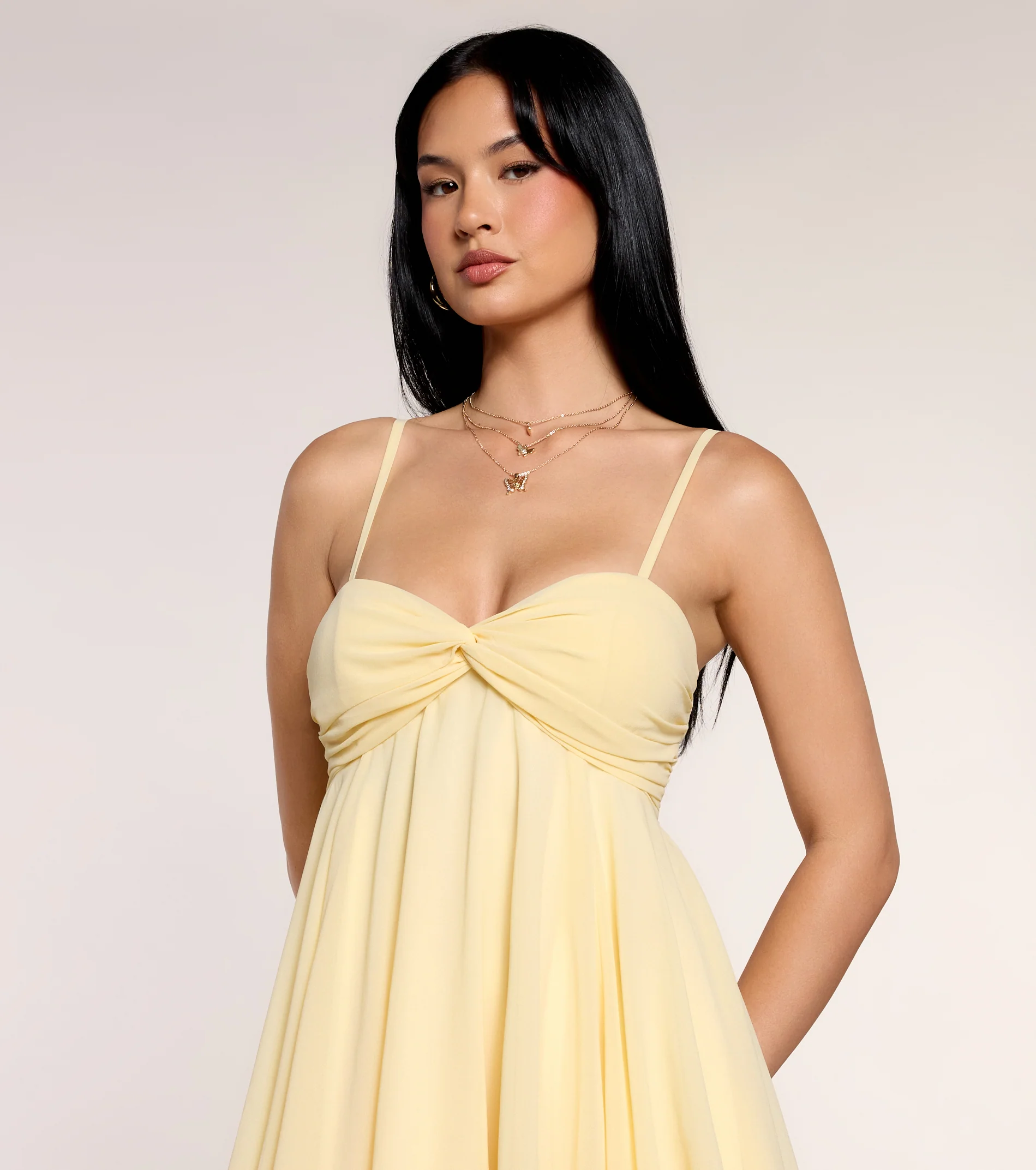 Perfectly Pretty Tie Back Chiffon Babydoll Dress