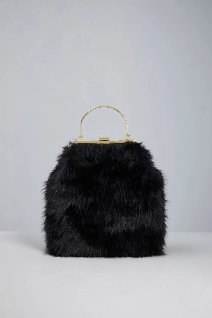 Faux fur clutch - BLACK