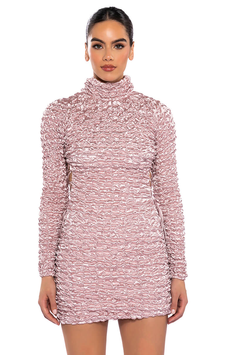 Beautiful Soul Bubble Stretch Long Sleeve Mini Dress