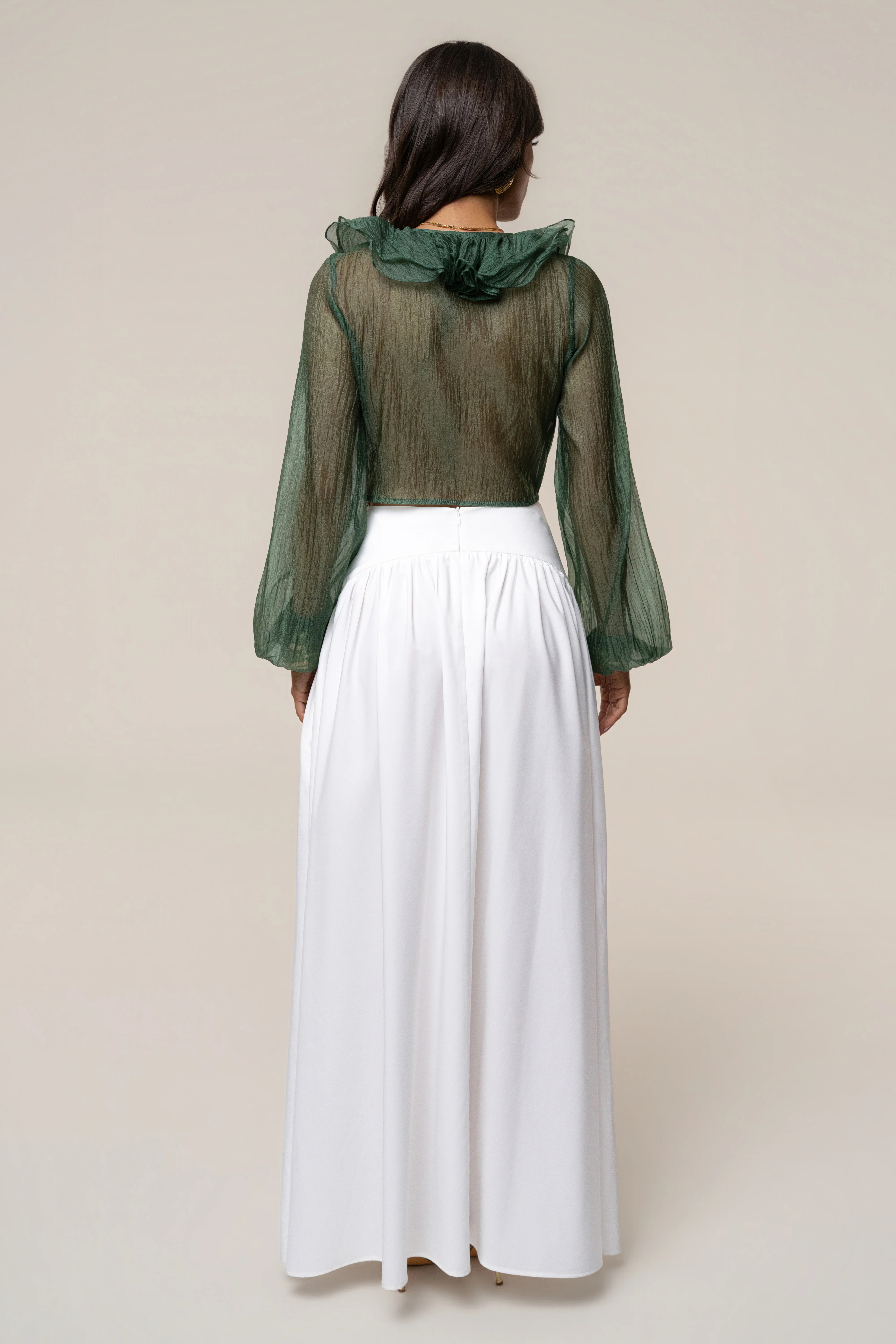 Green Delilah Ruffled Top